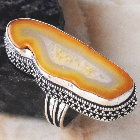 handcrafted Artesian Jewelry - Authentic Solar Quartz Antique Design Ring